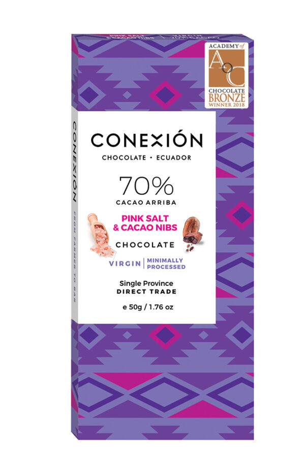 Pink Salt & Cacao Nibs 70% CONEXION 50GM