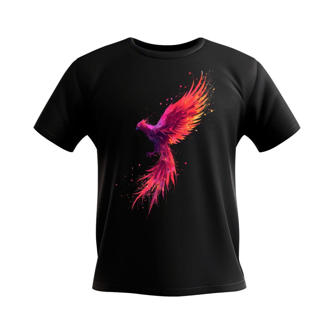 Cyberpunk Phoenix Glitch T-Shirt Design