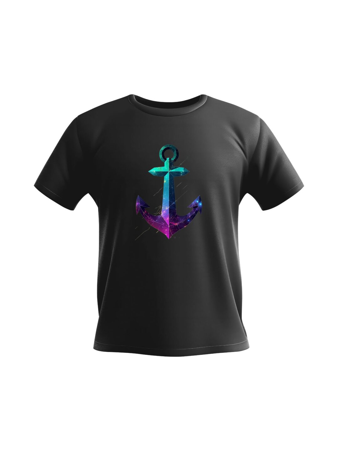 Geometric anchor design with cosmic gradient colors on black background