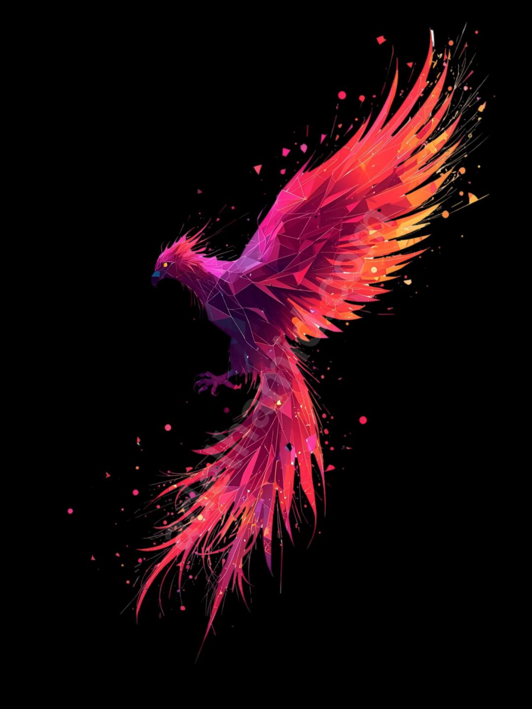 Cyberpunk Phoenix Glitch T-Shirt Design - Image 4
