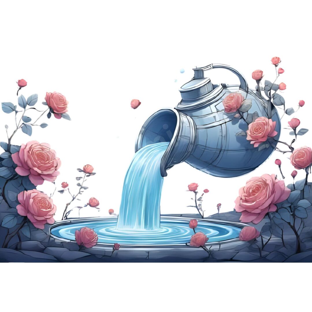 Cyber Bloom Aquarius - Zodiac Art