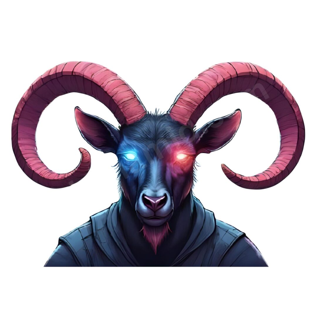Cyberpunk Capricorn illustration – neon with roses
