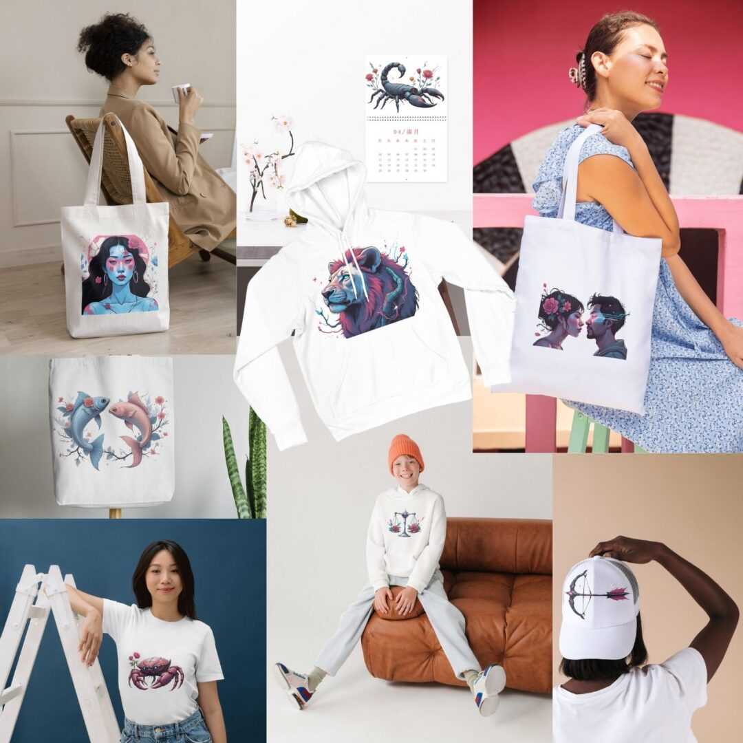 Cyber Bloom Zodiac Collection - 12 Cyberpunk Horoscope Designs - Image 3